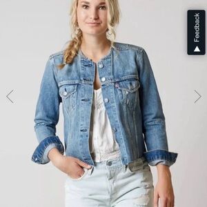 Levi's Vintage Altered Light Blue Distressed Frayed Denim Jacket Size L